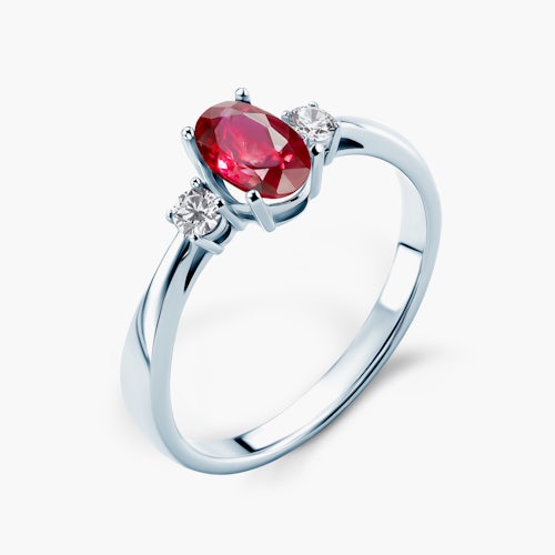 Pierścionek Red Passion: białe złoto, rubin